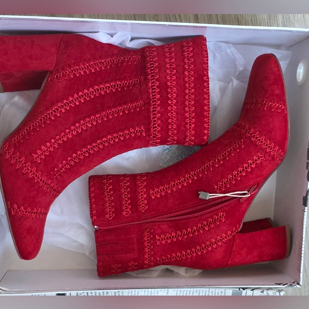 Red Suede Ankle Boots